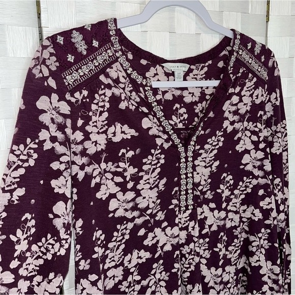 Lucky Brand Boho Mixed Peasant Top Women’s Size Small - Picture 3 of 12